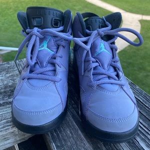 Jordan Kids Purple Sneakers with Teal Jumpman
